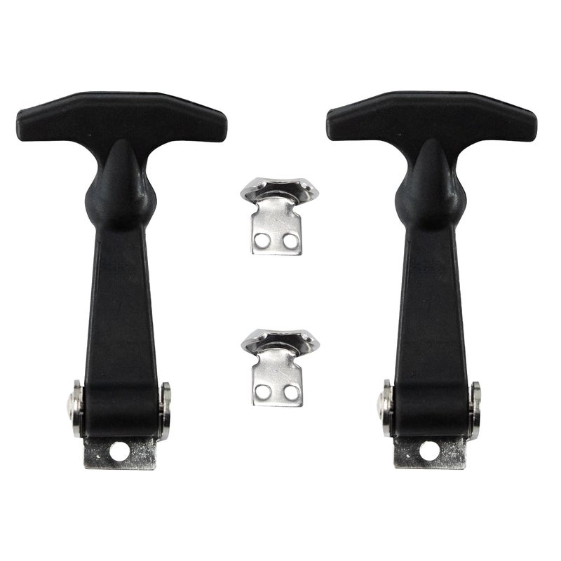 PDETVEO 4.6'' Rubber Flexible T-Handle Draw Latches, Black Rubber Hood Machine Draw Latches with Brackets for Tool Box, Boat, Cooler, Golf Cart, Machine Equipment, 2pcs - Image 1